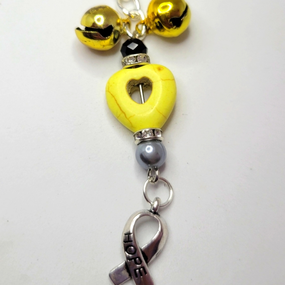 Yellow stone bead, golden Bells and hope charm Keychain